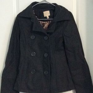 Body Central Short Peacoat in Dark Gray